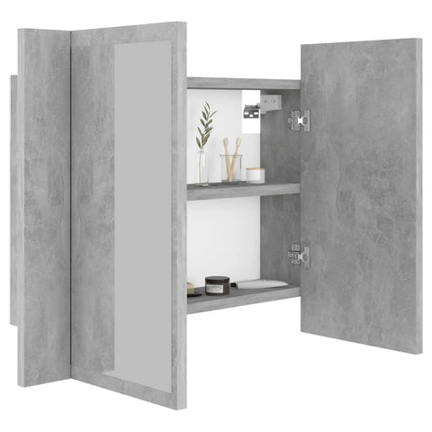vidaXL LED Bathroom Mirror Cabinet Concrete Grey 60x12x45 cm Acrylic