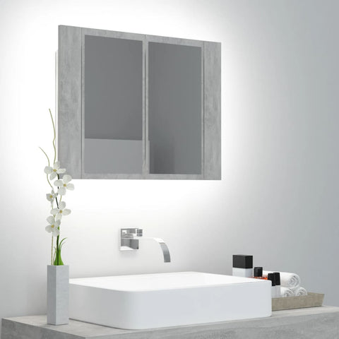 vidaXL LED Bathroom Mirror Cabinet Concrete Grey 60x12x45 cm Acrylic