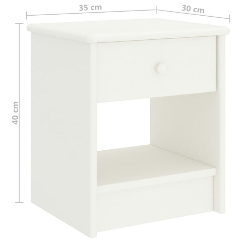 vidaXL Bedside Cabinet White 35x30x40 cm Solid Pinewood