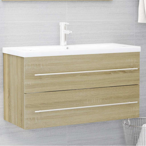 vidaXL 2 Piece Bathroom Furniture Set Sonoma Oak Engineered Wood