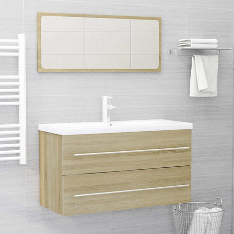 vidaXL 2 Piece Bathroom Furniture Set Sonoma Oak Engineered Wood