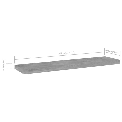 vidaXL Bookshelf Boards 4 pcs Concrete Grey 40x10x1.5 cm Engineered Wood