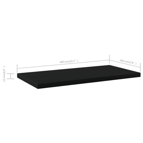 vidaXL Bookshelf Boards 4 pcs Black 40x20x1.5 cm Engineered Wood