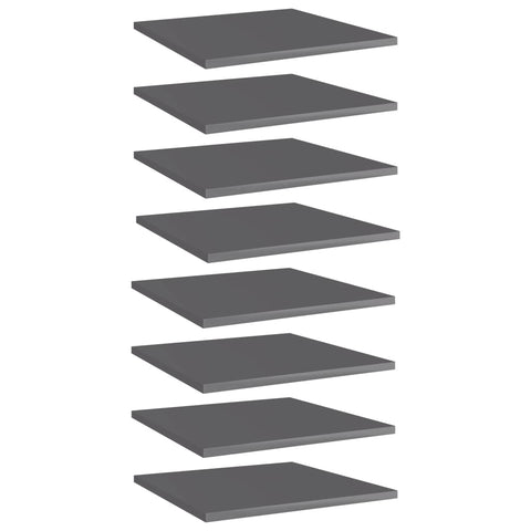 vidaXL Bookshelf Boards 8 pcs High Gloss Grey 40x40x1.5 cm Engineered Wood