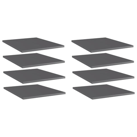 vidaXL Bookshelf Boards 8 pcs High Gloss Grey 40x50x1.5 cm Engineered Wood