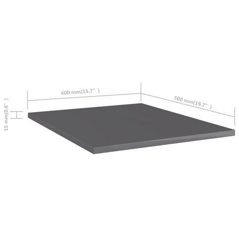 vidaXL Bookshelf Boards 8 pcs High Gloss Grey 40x50x1.5 cm Engineered Wood