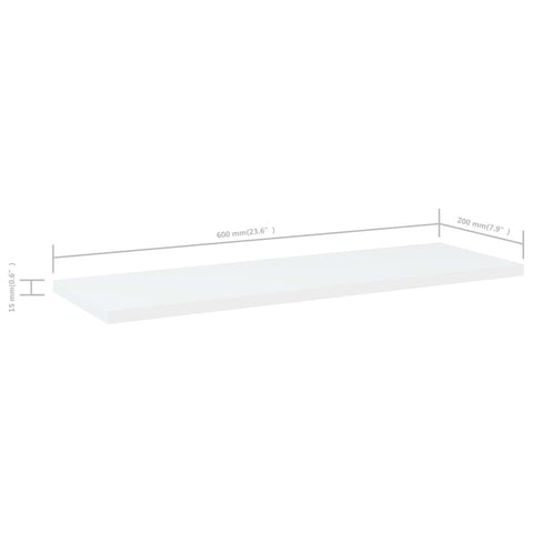 vidaXL Bookshelf Boards 4 pcs White 60x20x1.5 cm Engineered Wood