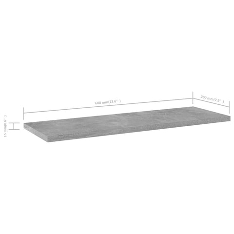 vidaXL Bookshelf Boards 4 pcs Concrete Grey 60x20x1.5 cm Engineered Wood