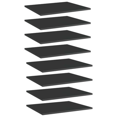 vidaXL Bookshelf Boards 8 pcs High Gloss Black 60x50x1.5 cm Engineered Wood