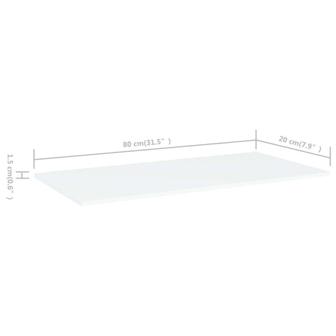 vidaXL Bookshelf Boards 4 pcs White 80x20x1.5 cm Engineered Wood