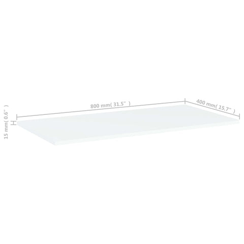 vidaXL Bookshelf Boards 4 pcs White 80x40x1.5 cm Engineered Wood