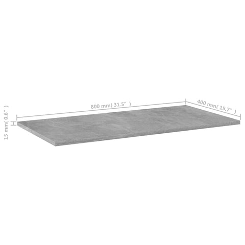 vidaXL Bookshelf Boards 4 pcs Concrete Grey 80x40x1.5 cm Engineered Wood