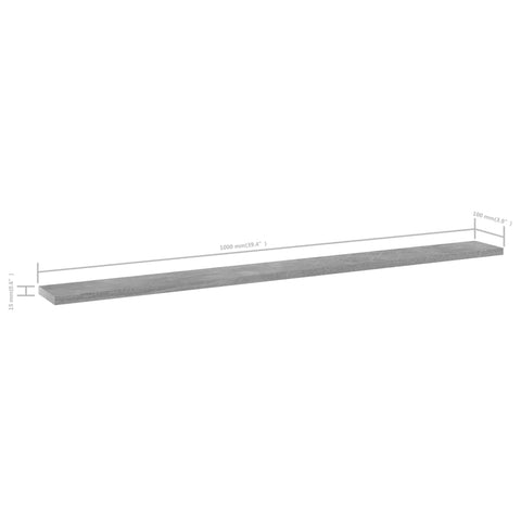 vidaXL Bookshelf Boards 4 pcs Concrete Grey 100x10x1.5 cm Engineered Wood
