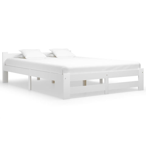 vidaXL Bed Frame without Mattress White Solid Pine Wood 140x200 cm