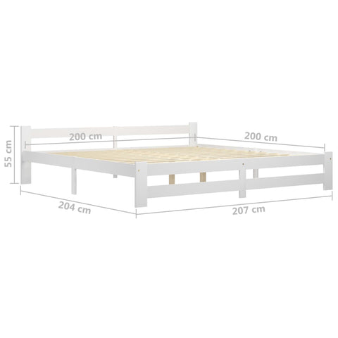 vidaXL Bed Frame without Mattress White Solid Pine Wood 200x200 cm