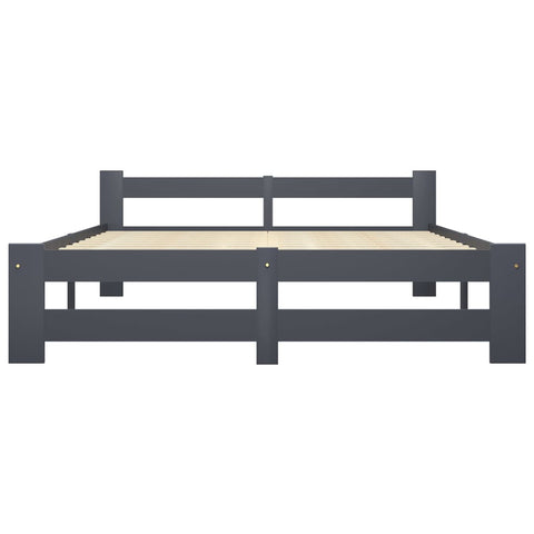 vidaXL Bed Frame without Mattress Dark Grey Solid Pine Wood 140x200 cm