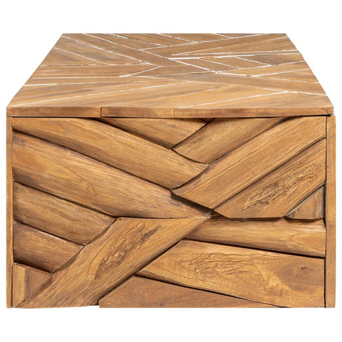 vidaXL Coffee Table Erosion Solid Teak Wood 110x35x38 cm
