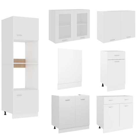 vidaXL 7 Piece Kitchen Cabinet Set Lyon White Engineered Wood