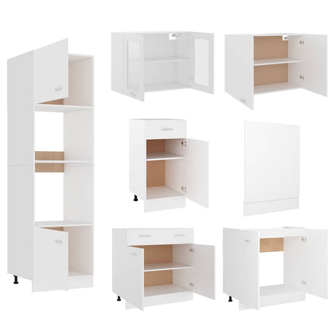 vidaXL 7 Piece Kitchen Cabinet Set Lyon White Engineered Wood