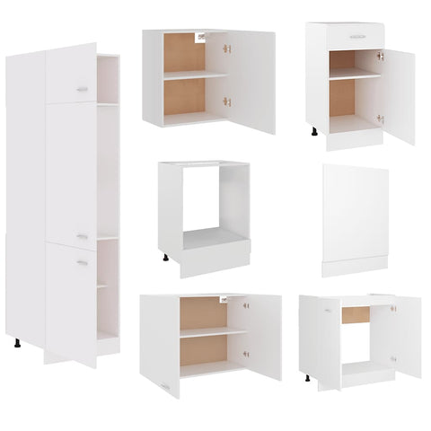 vidaXL 7 Piece Kitchen Cabinet Set Lyon White Engineered Wood