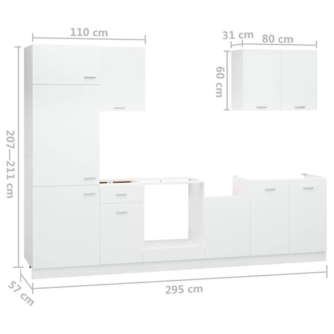 vidaXL 7 Piece Kitchen Cabinet Set Lyon White Engineered Wood