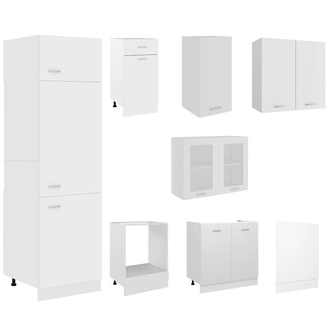 vidaXL 8 Piece Kitchen Cabinet Set Lyon White Engineered Wood
