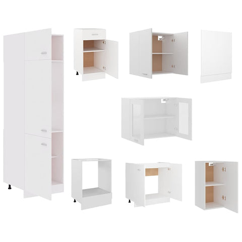 vidaXL 8 Piece Kitchen Cabinet Set Lyon White Engineered Wood