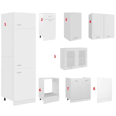 vidaXL 8 Piece Kitchen Cabinet Set Lyon White Engineered Wood