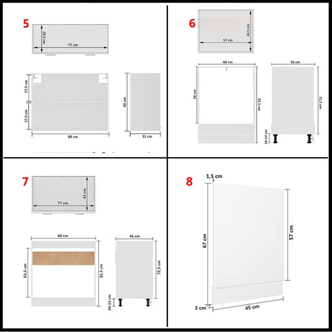 vidaXL 8 Piece Kitchen Cabinet Set Lyon White Engineered Wood