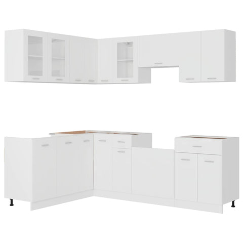 vidaXL 11 Piece Kitchen Cabinet Set Lyon White Engineered Wood