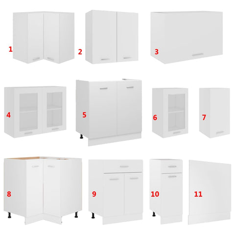 vidaXL 11 Piece Kitchen Cabinet Set Lyon White Engineered Wood