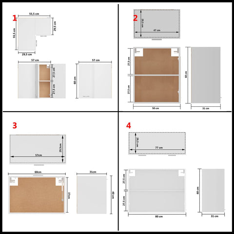 vidaXL 11 Piece Kitchen Cabinet Set Lyon White Engineered Wood