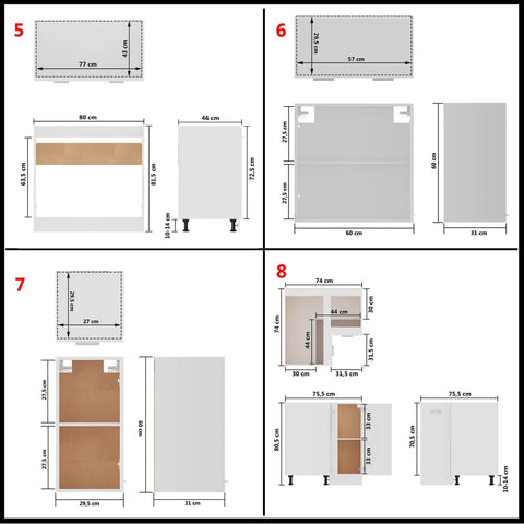 vidaXL 11 Piece Kitchen Cabinet Set Lyon White Engineered Wood
