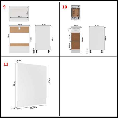 vidaXL 11 Piece Kitchen Cabinet Set Lyon White Engineered Wood