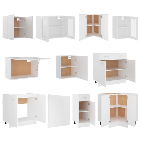 vidaXL 11 Piece Kitchen Cabinet Set Lyon White Engineered Wood