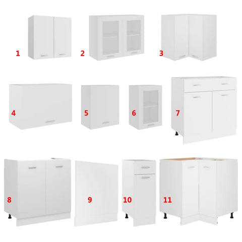 vidaXL 11 Piece Kitchen Cabinet Set Lyon White Engineered Wood