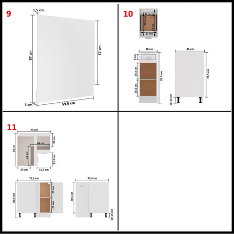 vidaXL 11 Piece Kitchen Cabinet Set Lyon White Engineered Wood