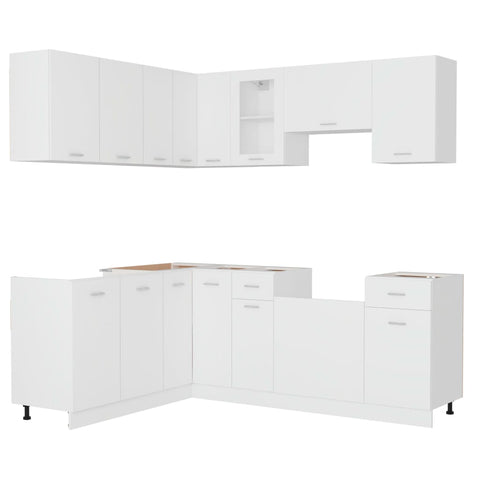 vidaXL 11 Piece Kitchen Cabinet Set White Engineered Wood