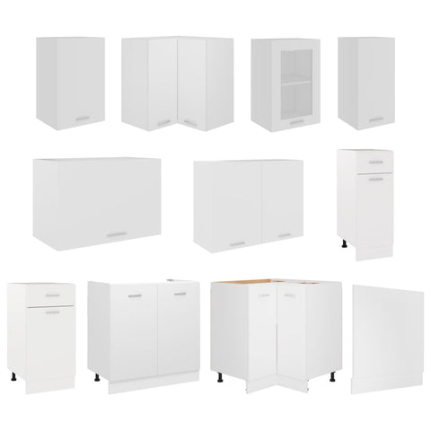 vidaXL 11 Piece Kitchen Cabinet Set White Engineered Wood
