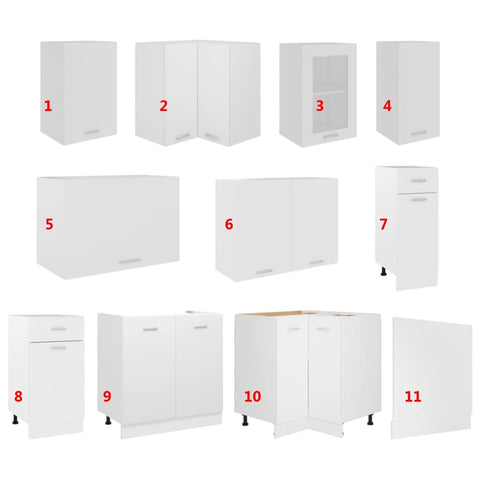 vidaXL 11 Piece Kitchen Cabinet Set White Engineered Wood