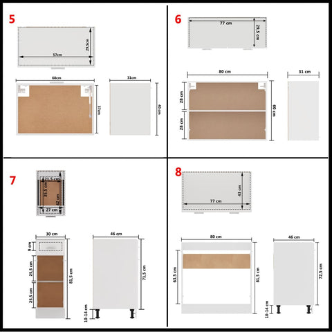 vidaXL 11 Piece Kitchen Cabinet Set White Engineered Wood