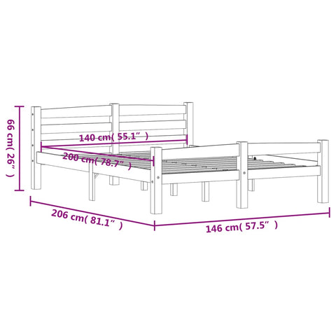 vidaXL Bed Frame without Mattress Solid Pinewood 140x200 cm
