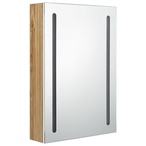 vidaXL LED Bathroom Mirror Cabinet White and Oak 50x13x70 cm