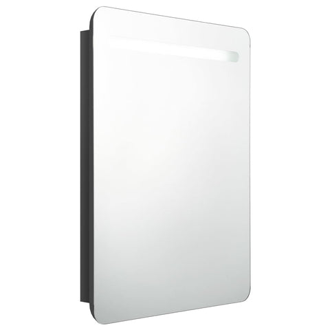 vidaXL LED Bathroom Mirror Cabinet Shining Black 60x11x80 cm