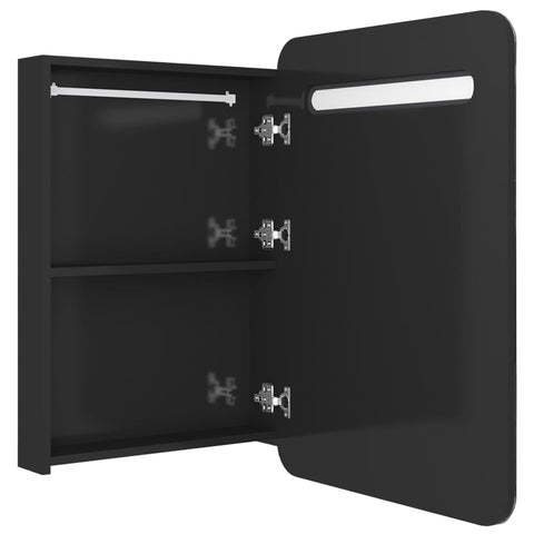 vidaXL LED Bathroom Mirror Cabinet Shining Black 60x11x80 cm