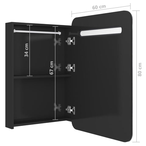 vidaXL LED Bathroom Mirror Cabinet Shining Black 60x11x80 cm
