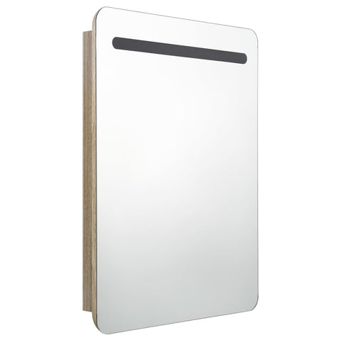 vidaXL LED Bathroom Mirror Cabinet Oak 60x11x80 cm