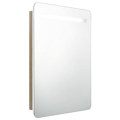 vidaXL LED Bathroom Mirror Cabinet White and Oak 60x11x80 cm