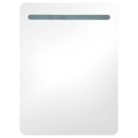 vidaXL LED Bathroom Mirror Cabinet White and Oak 60x11x80 cm