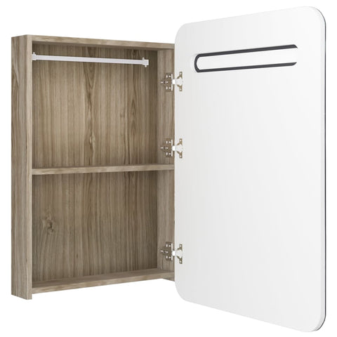 vidaXL LED Bathroom Mirror Cabinet White and Oak 60x11x80 cm